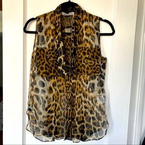 YSL Leopard Sleeveless Blouse